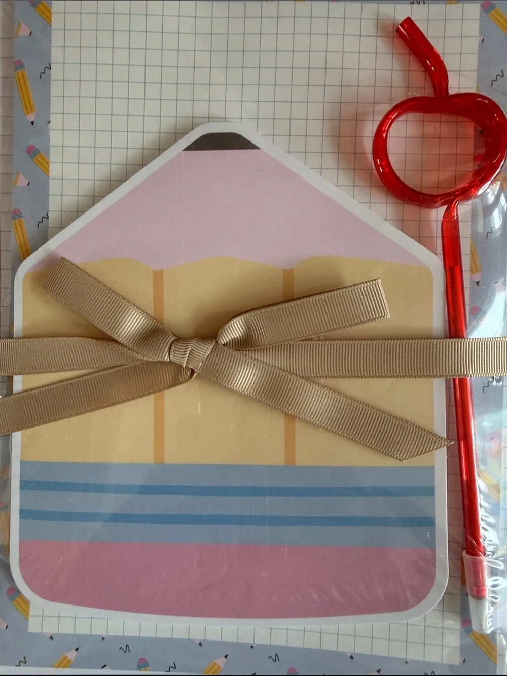 Teacher's Notes Party Stationery Set - Pink, Beige & Red
